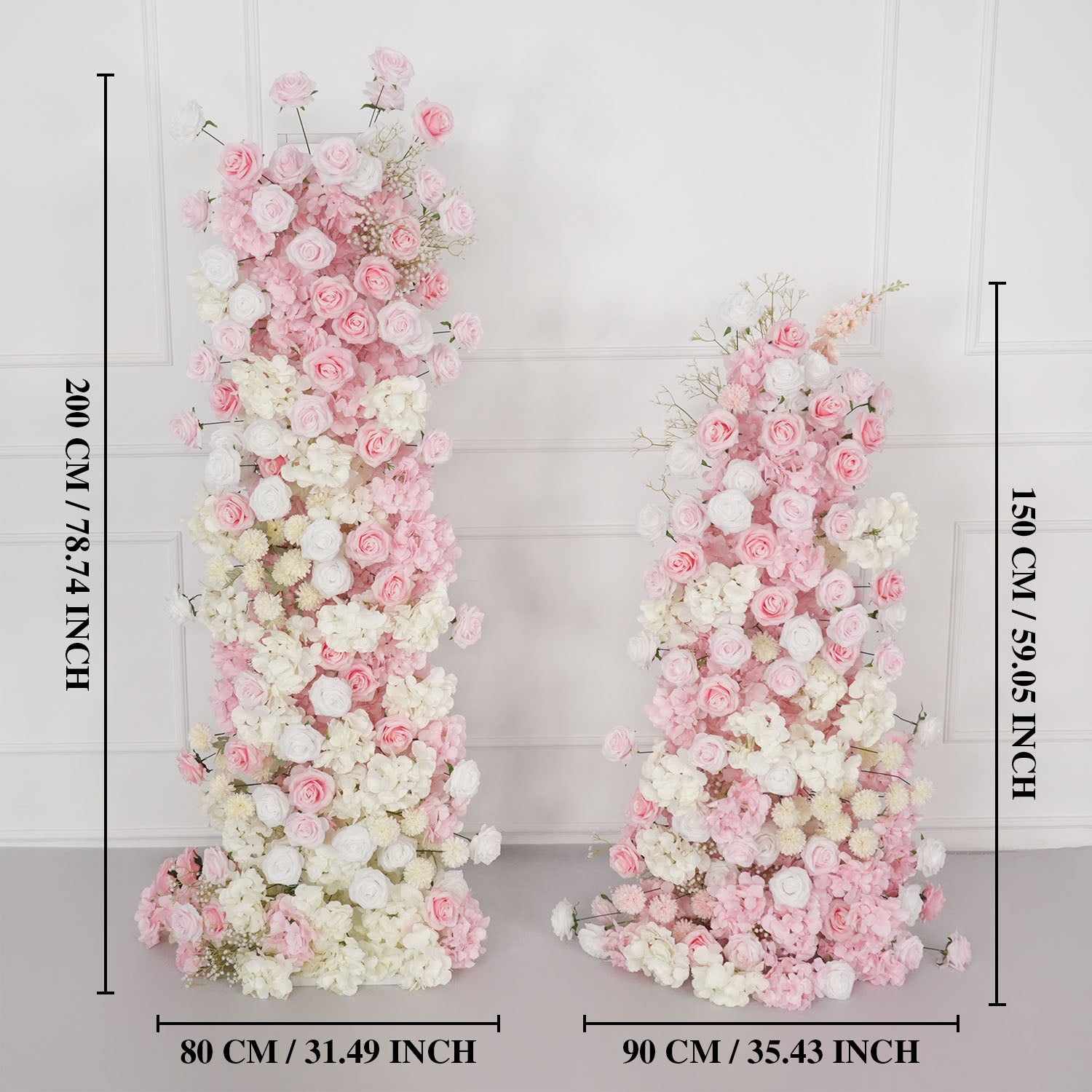 Uflower Artificial Pink White Wedding KT Backdrop Flower Row Decor